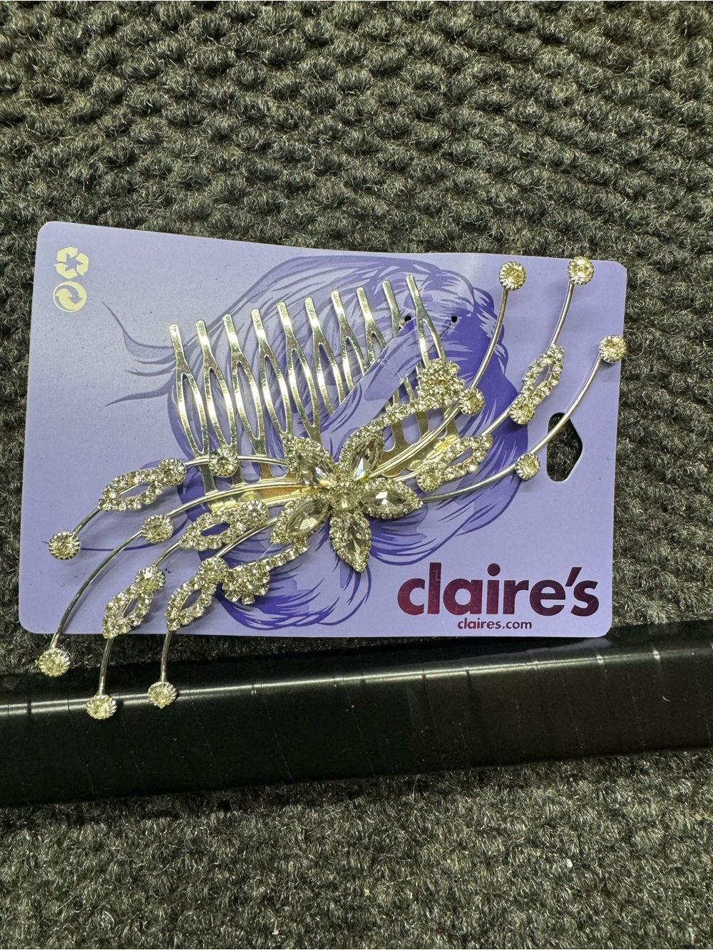 claire's Silver Rhinestone Floral Hair Comb